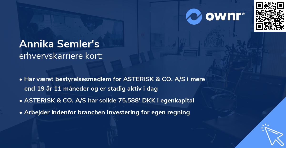 Annika Semler's erhvervskarriere kort