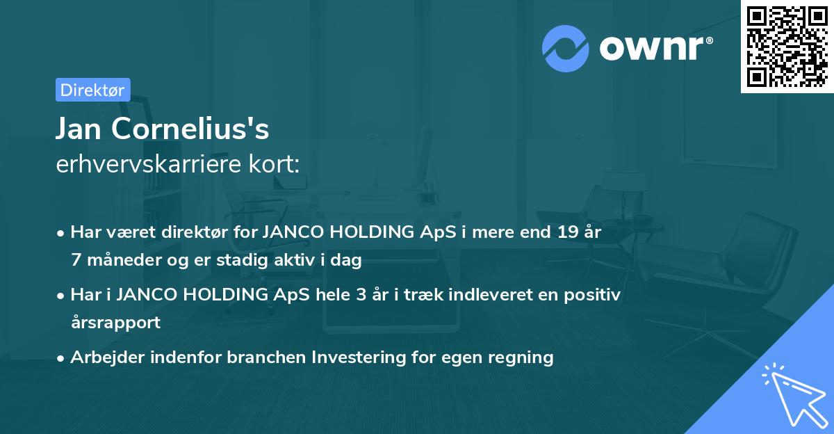 Jan Cornelius's erhvervskarriere kort
