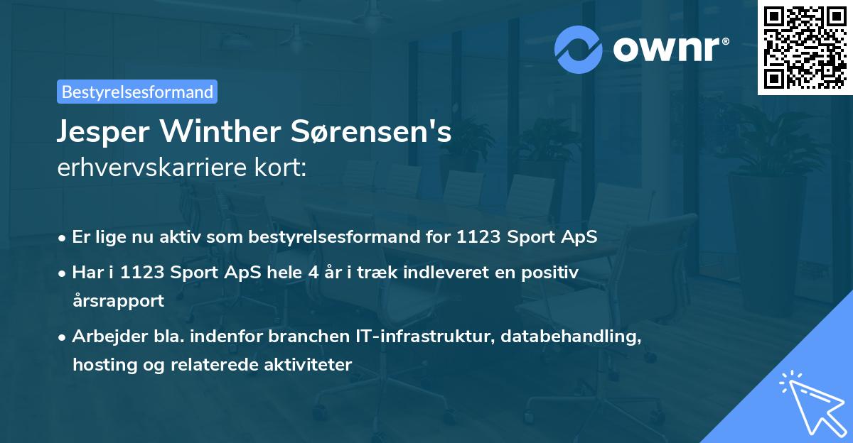 Jesper Winther Sørensen's erhvervskarriere kort