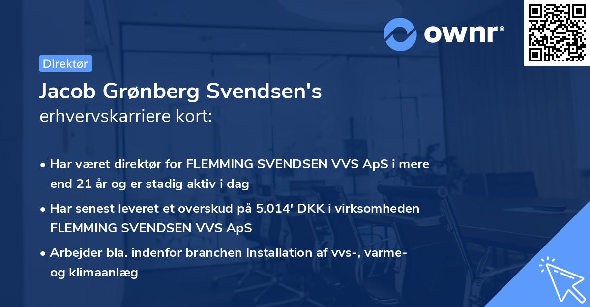 Jacob Grønberg Svendsen's erhvervskarriere kort