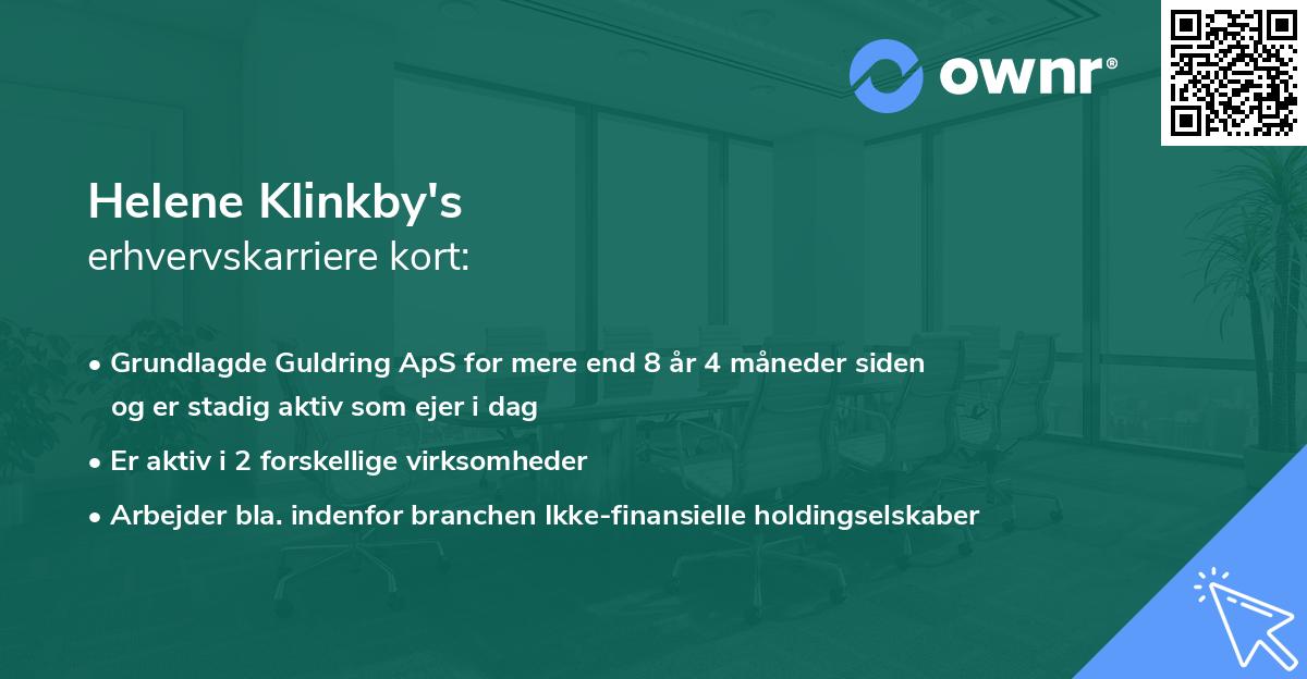 Helene Klinkby's erhvervskarriere kort