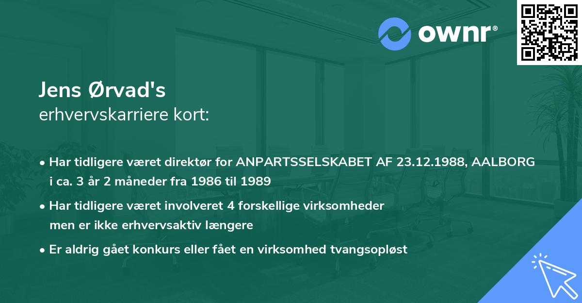 Jens Ørvad's erhvervskarriere kort