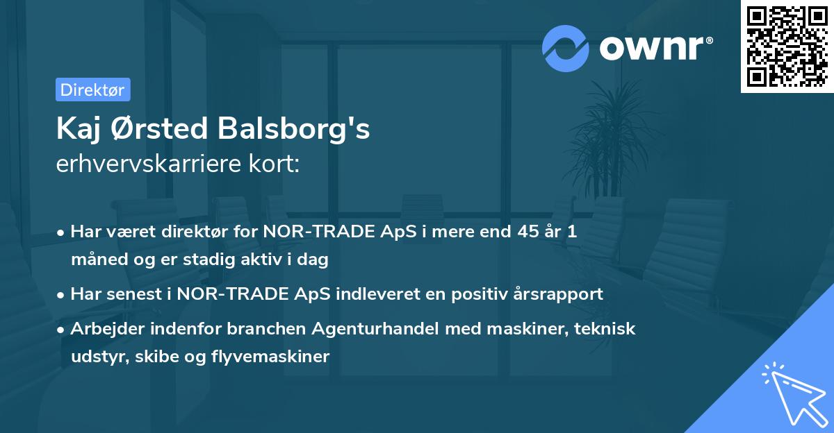 Kaj Ørsted Balsborg's erhvervskarriere kort
