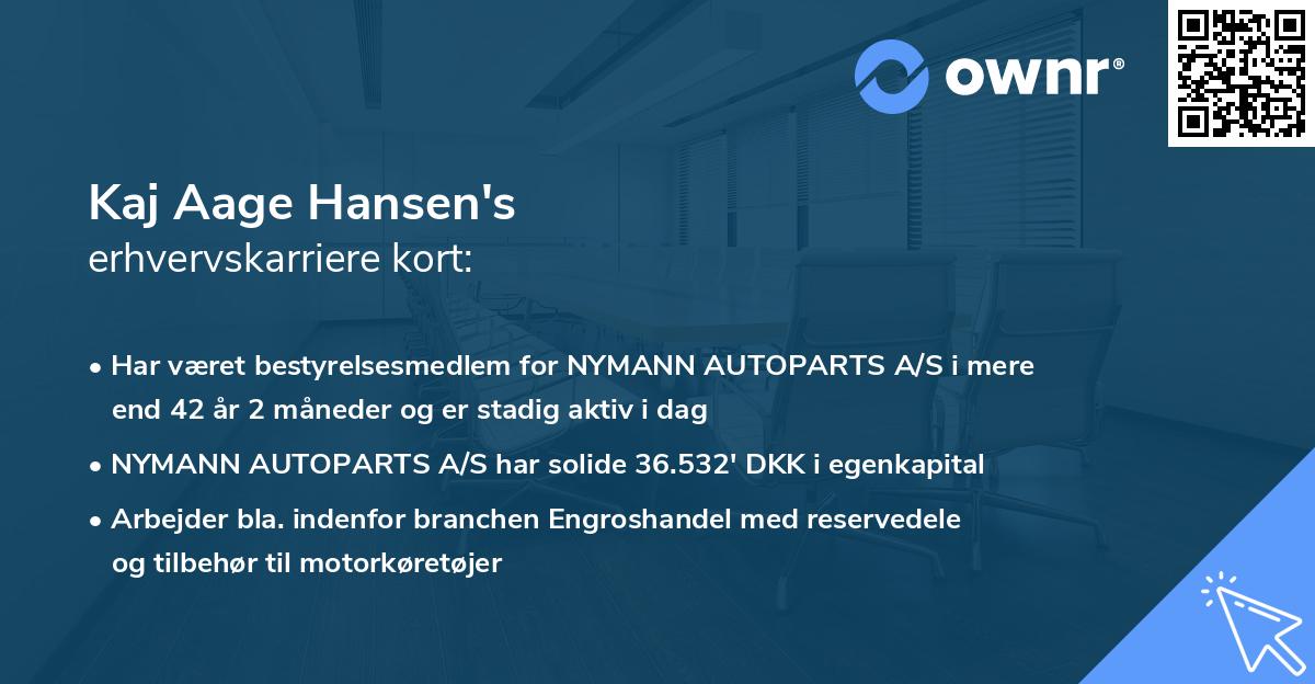 Kaj Aage Hansen's erhvervskarriere kort