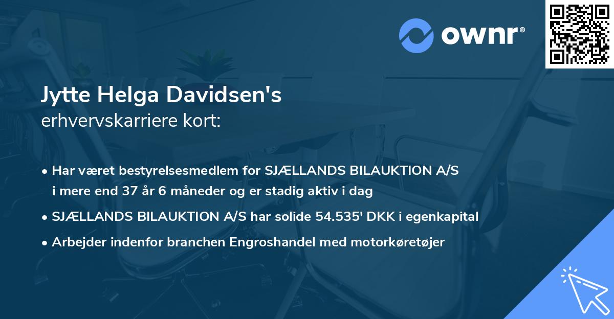 Jytte Helga Davidsen's erhvervskarriere kort