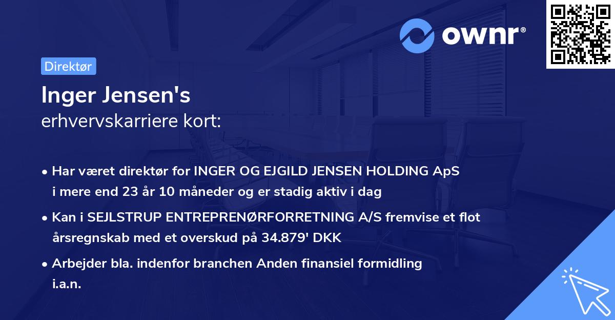 Inger Jensen's erhvervskarriere kort