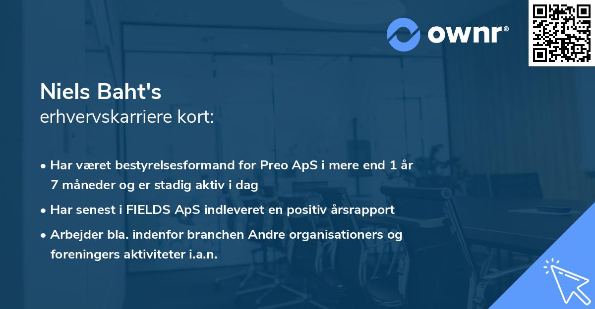 Niels Baht's erhvervskarriere kort