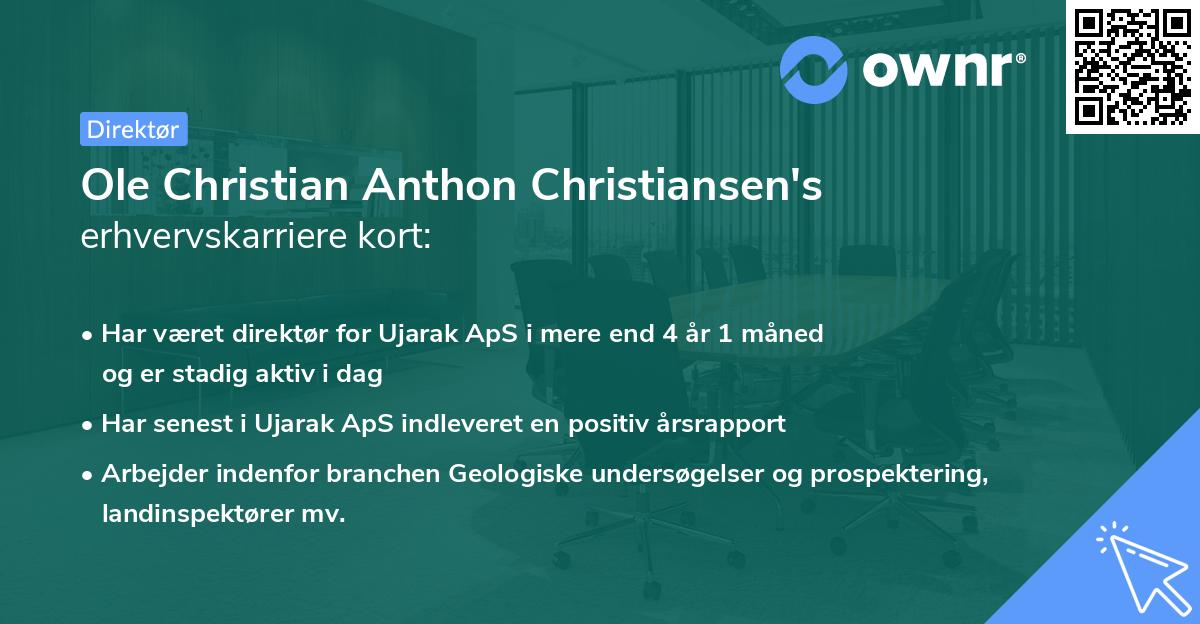 Ole Christian Anthon Christiansen's erhvervskarriere kort