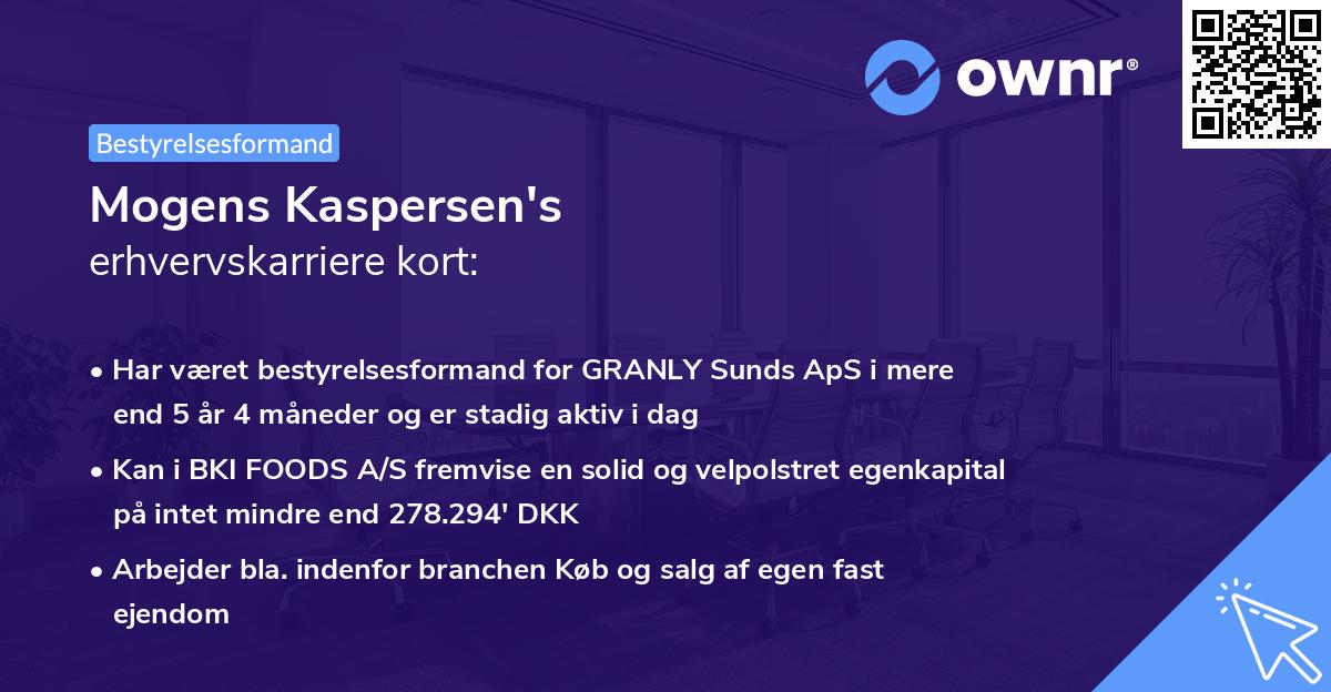 Mogens Kaspersen's erhvervskarriere kort