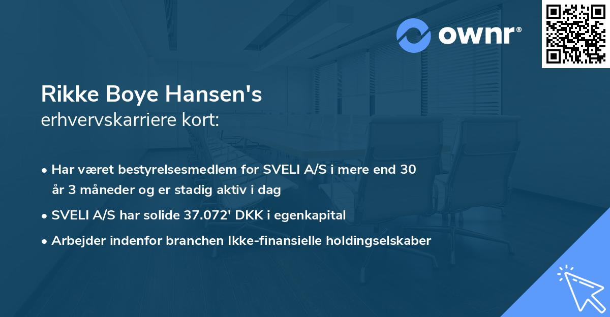 Rikke Boye Hansen's erhvervskarriere kort