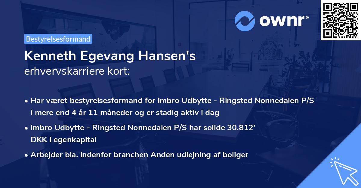 Kenneth Egevang Hansen's erhvervskarriere kort