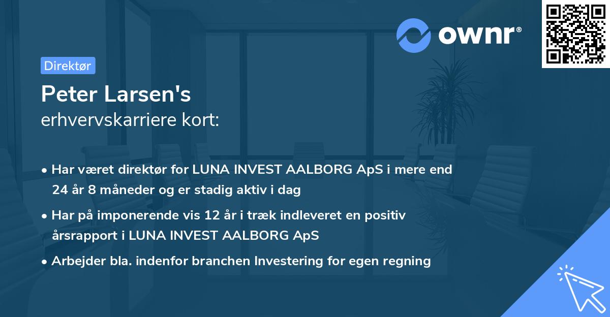 Peter Larsen's erhvervskarriere kort