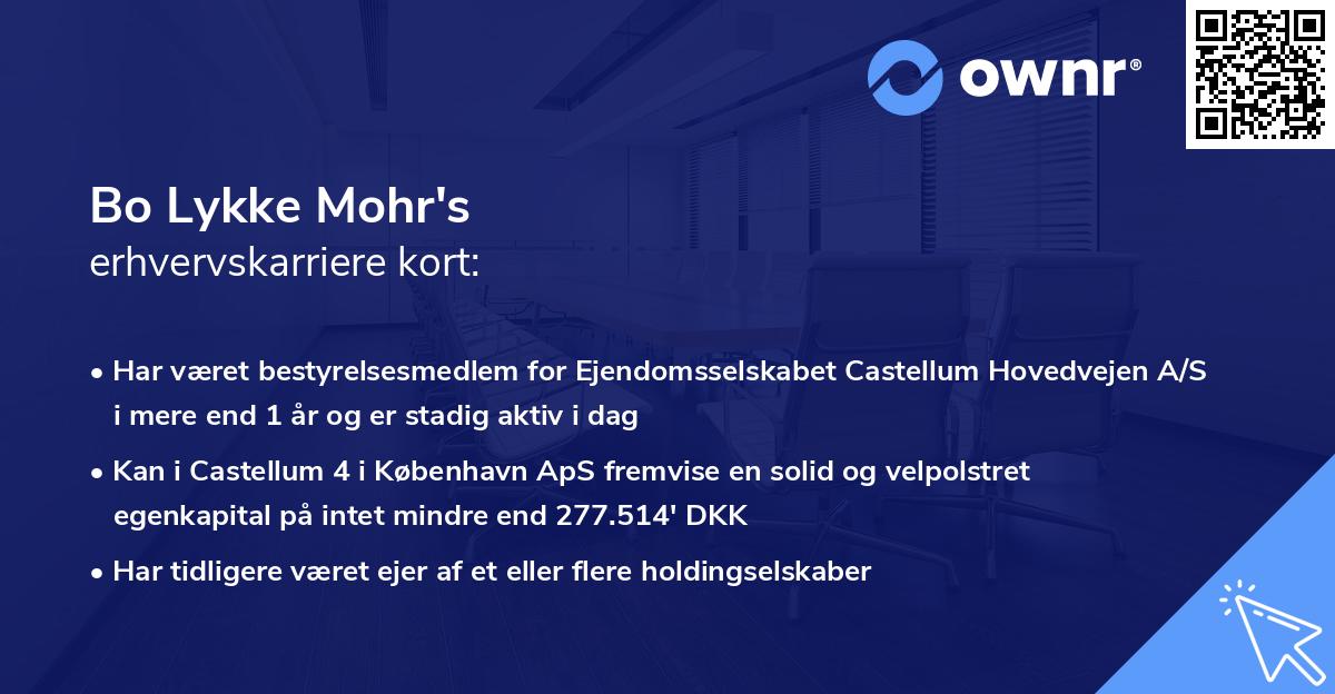 Bo Lykke Mohr's erhvervskarriere kort