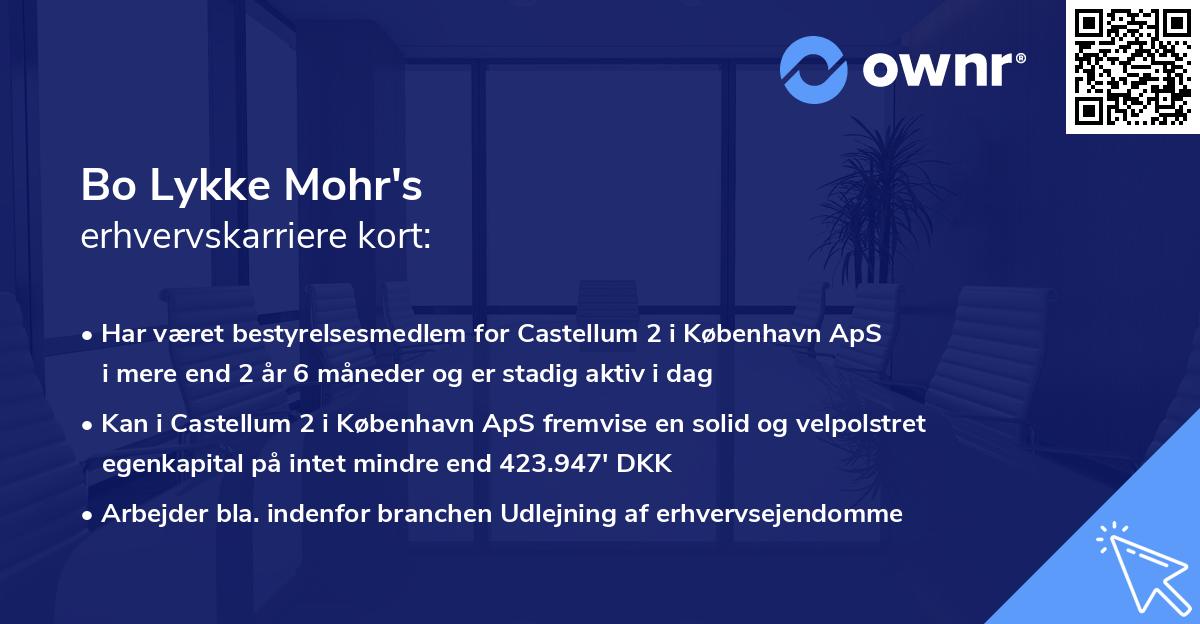 Bo Lykke Mohr's erhvervskarriere kort