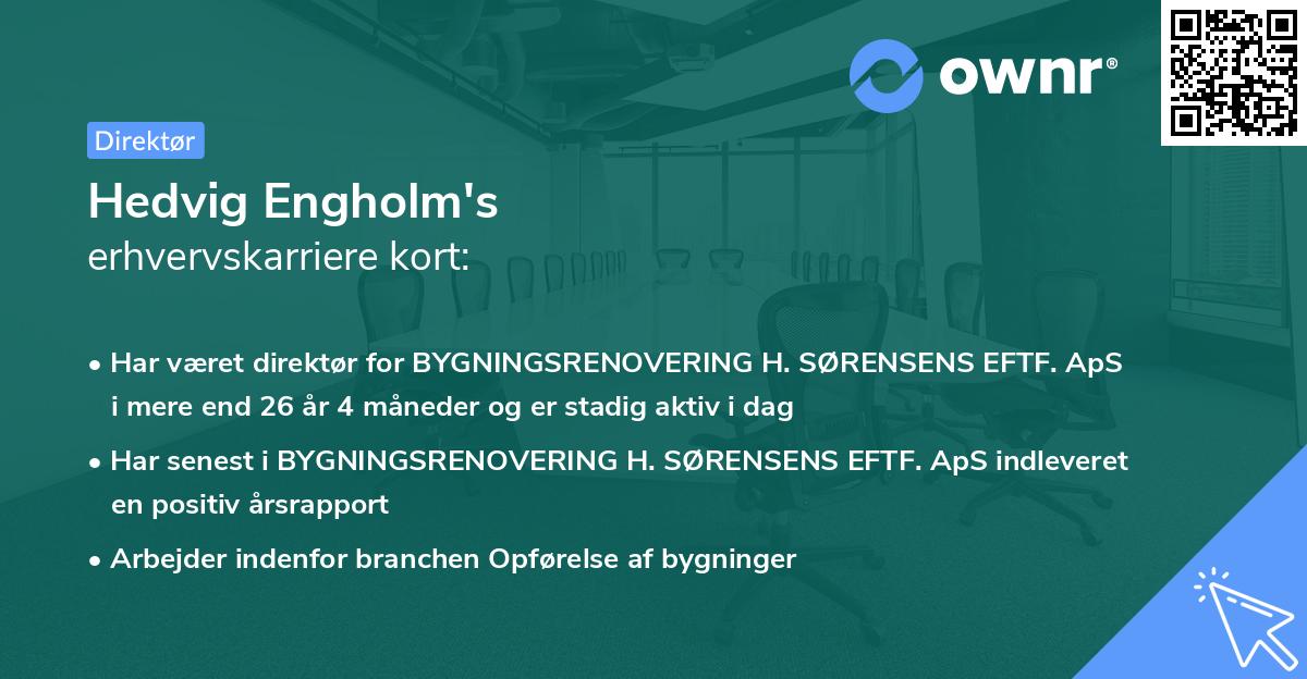 Hedvig Engholm's erhvervskarriere kort