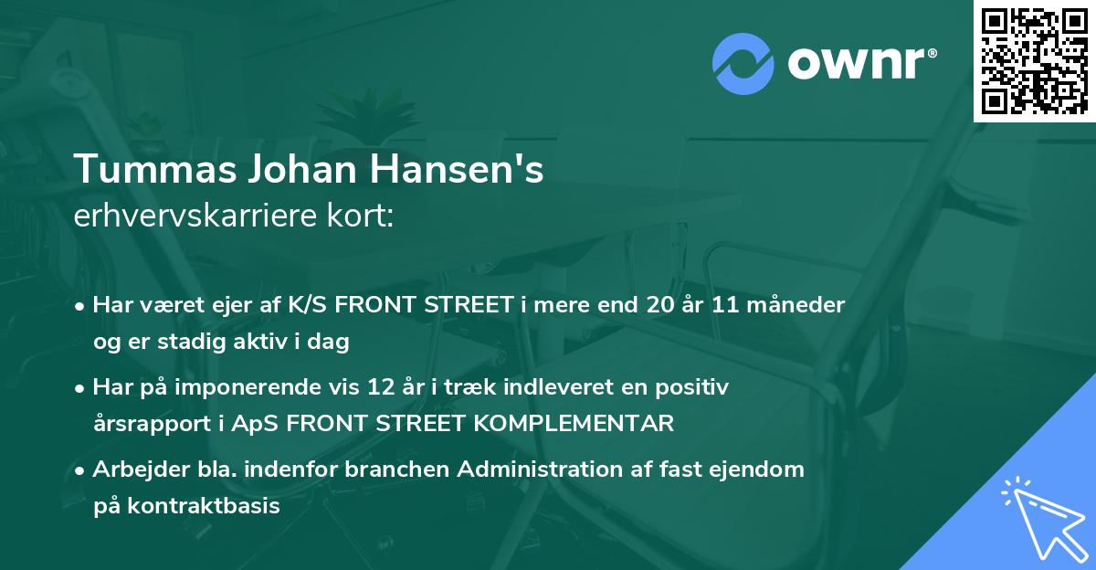 Tummas Johan Hansen's erhvervskarriere kort