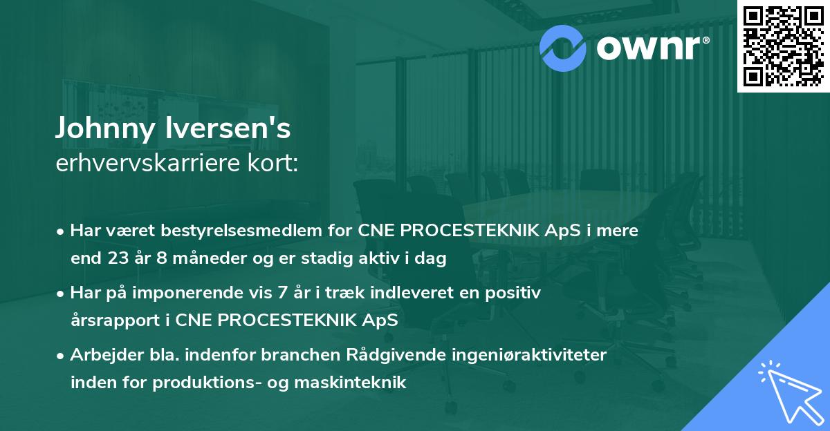 Johnny Iversen's erhvervskarriere kort