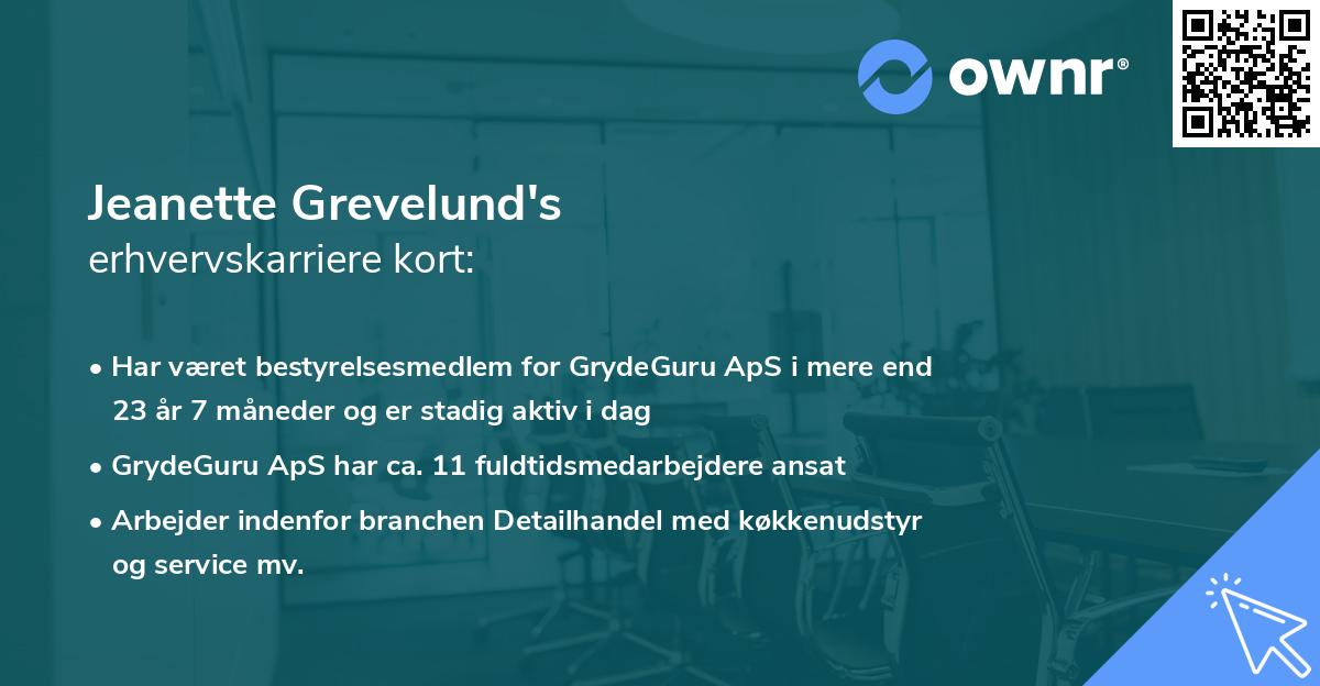 Jeanette Grevelund's erhvervskarriere kort