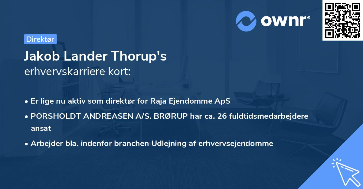 Jakob Lander Thorup's erhvervskarriere kort