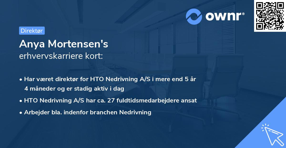 Anya Mortensen's erhvervskarriere kort