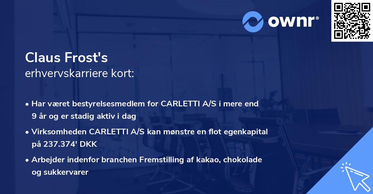 Claus Frost's erhvervskarriere kort