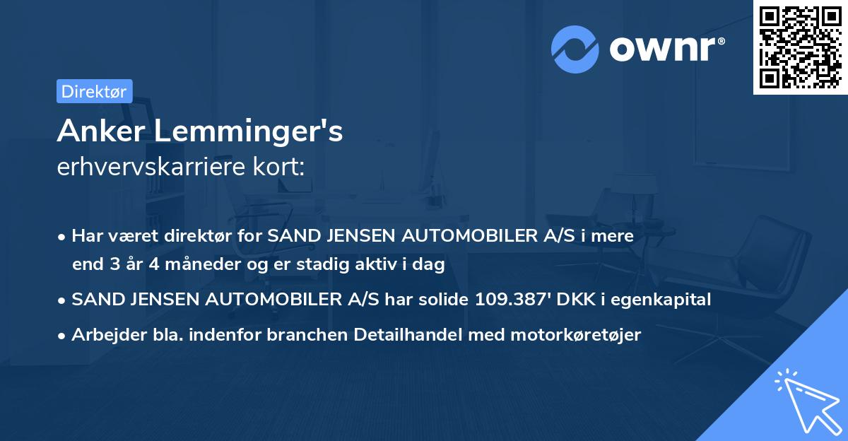 Anker Lemminger's erhvervskarriere kort