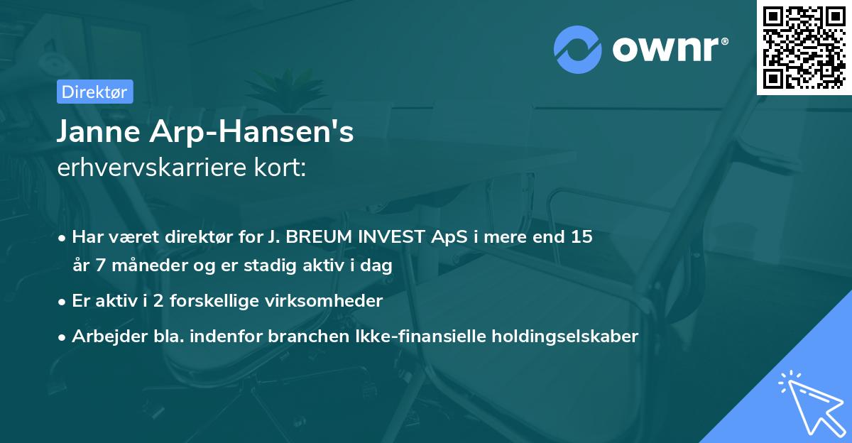Janne Arp-Hansen's erhvervskarriere kort