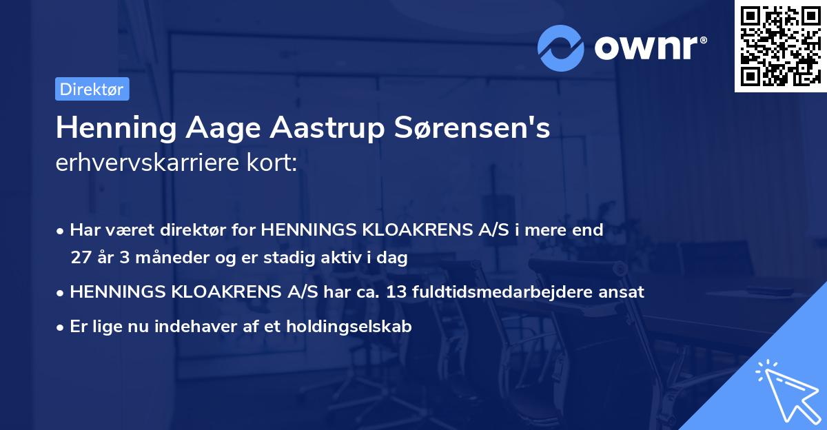 Henning Aage Aastrup Sørensen's erhvervskarriere kort