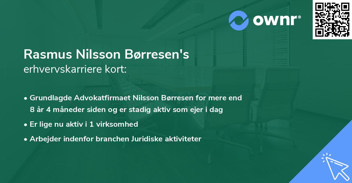 Rasmus Nilsson Børresen's erhvervskarriere kort