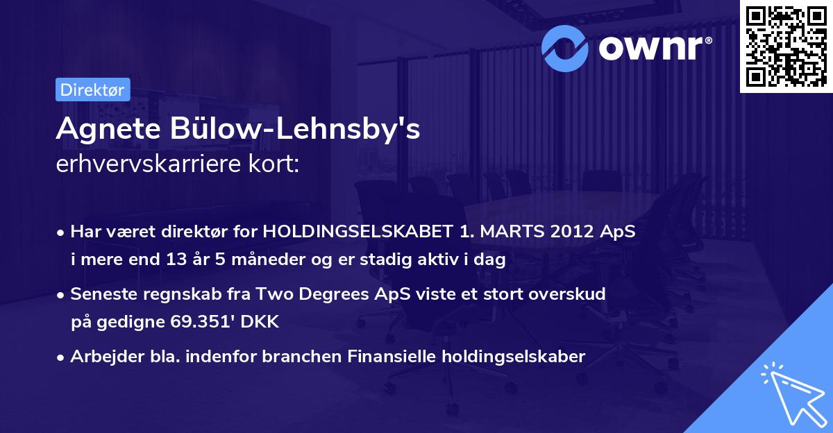Agnete Bülow-Lehnsby's erhvervskarriere kort