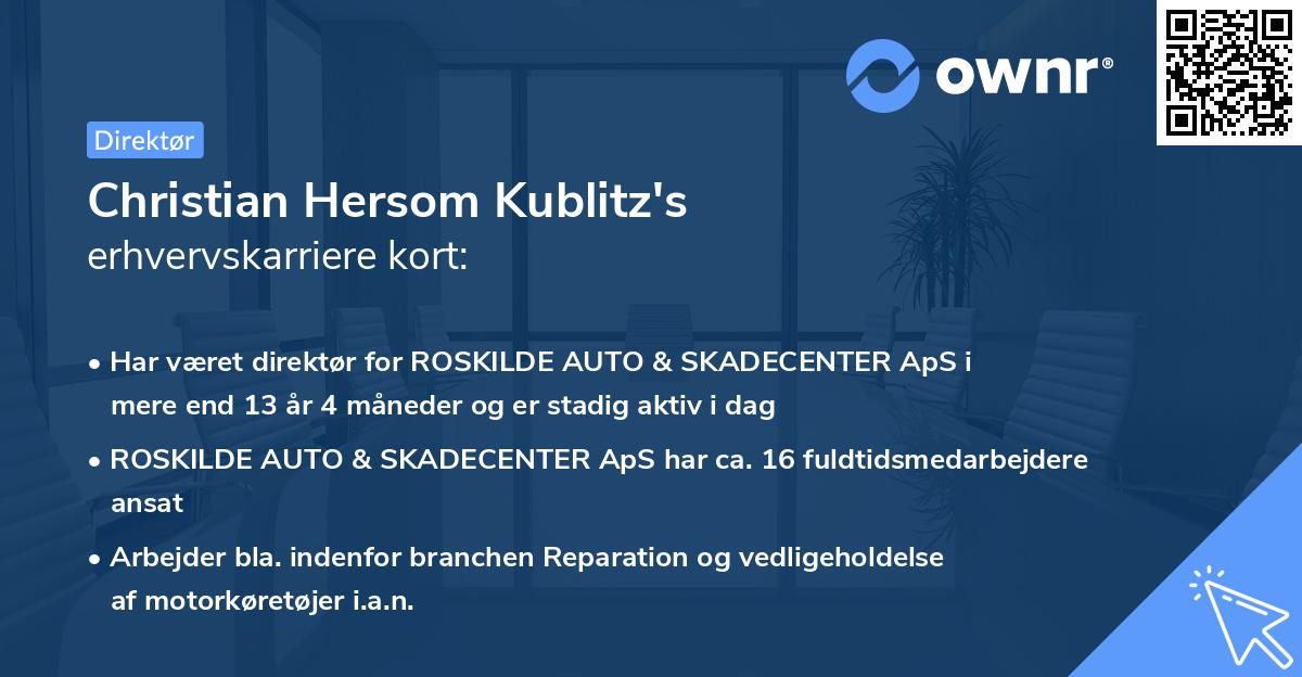 Christian Hersom Kublitz's erhvervskarriere kort