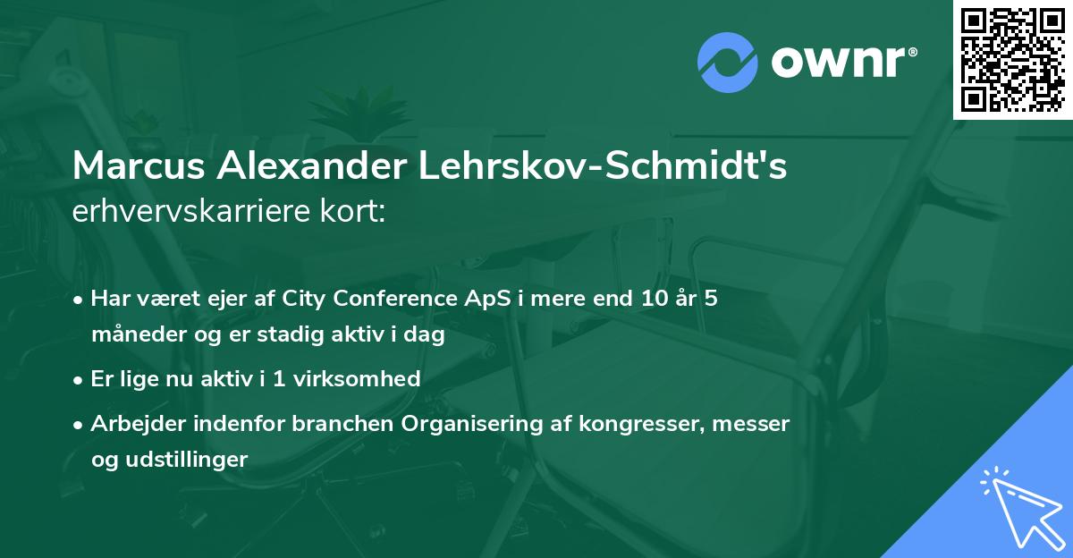 Marcus Alexander Lehrskov-Schmidt's erhvervskarriere kort