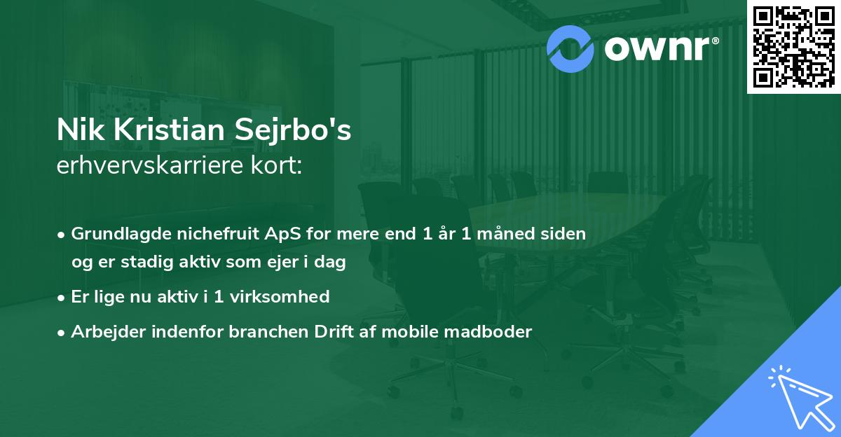 Nik Kristian Sejrbo's erhvervskarriere kort