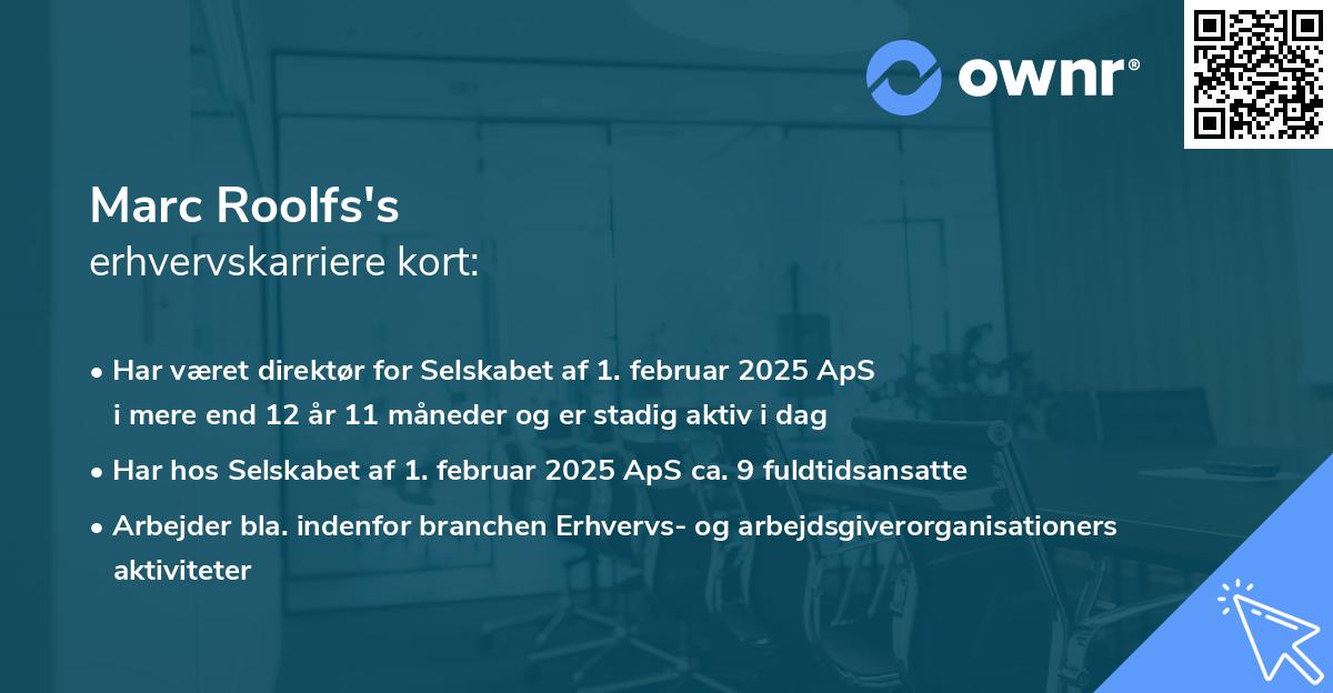 Marc Roolfs's erhvervskarriere kort