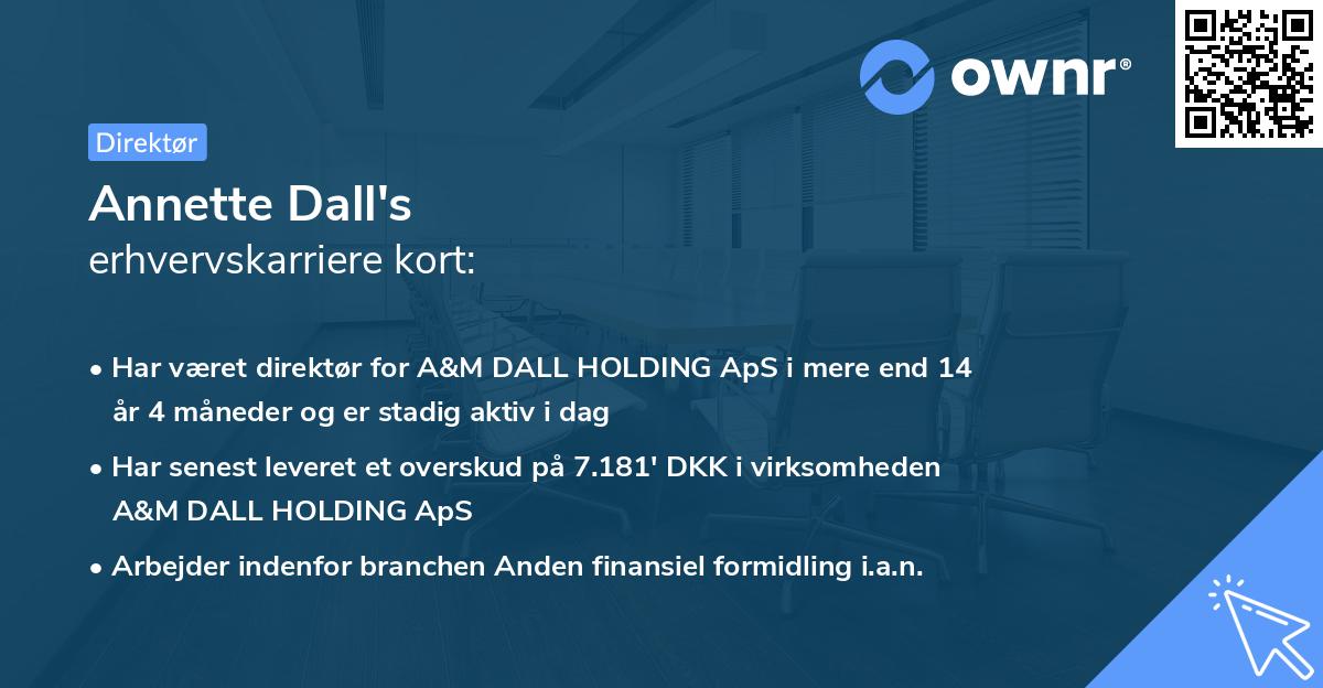 Annette Dall's erhvervskarriere kort