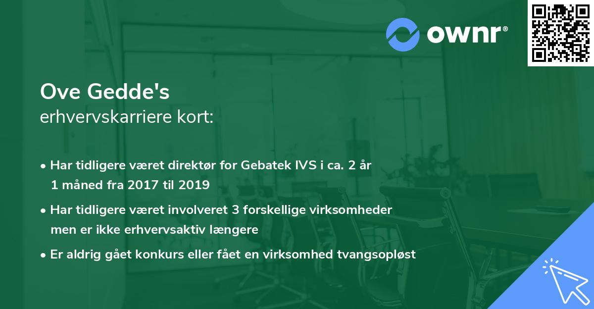 Ove Gedde's erhvervskarriere kort