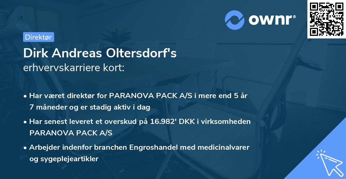 Dirk Andreas Oltersdorf's erhvervskarriere kort