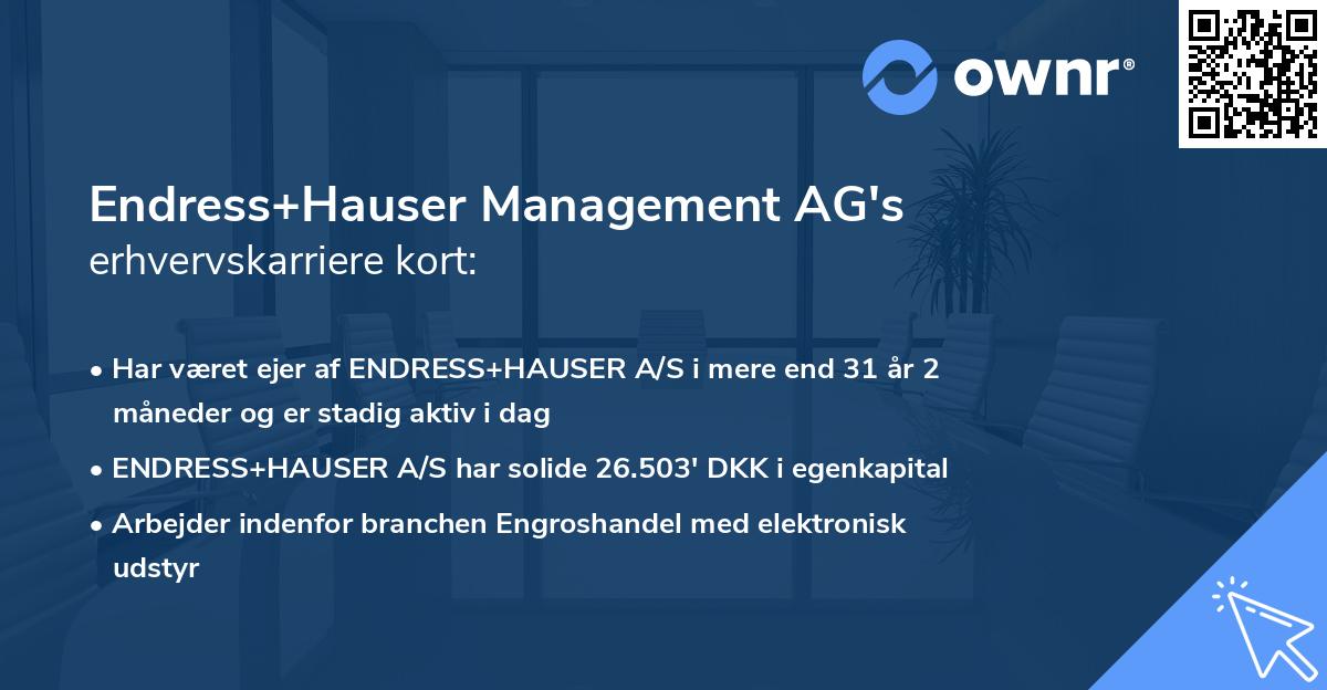 Endress+Hauser Management AG's erhvervskarriere kort