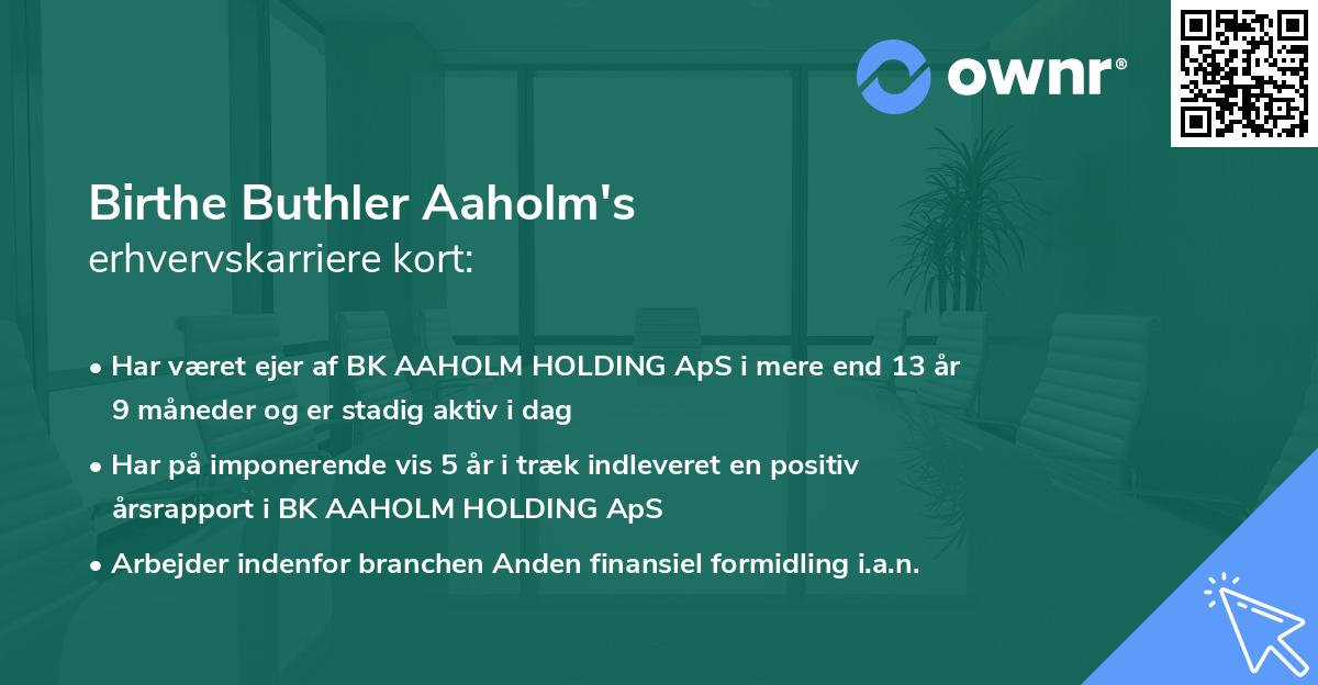 Birthe Buthler Aaholm's erhvervskarriere kort