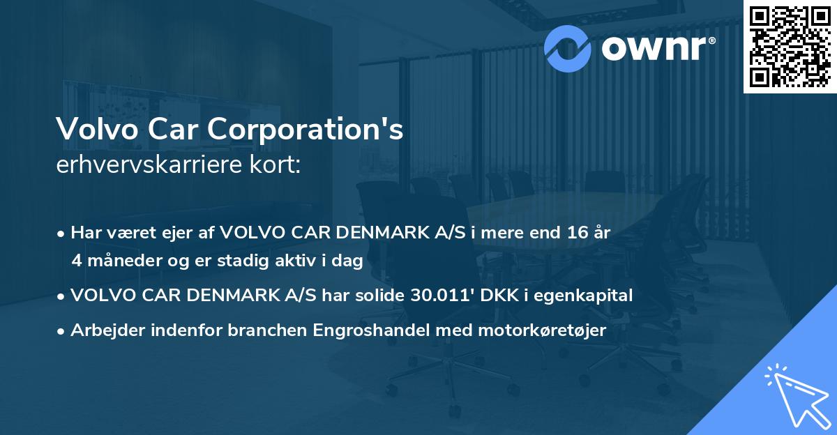 Volvo Car Corporation's erhvervskarriere kort