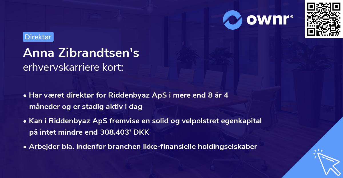 Anna Zibrandtsen's erhvervskarriere kort