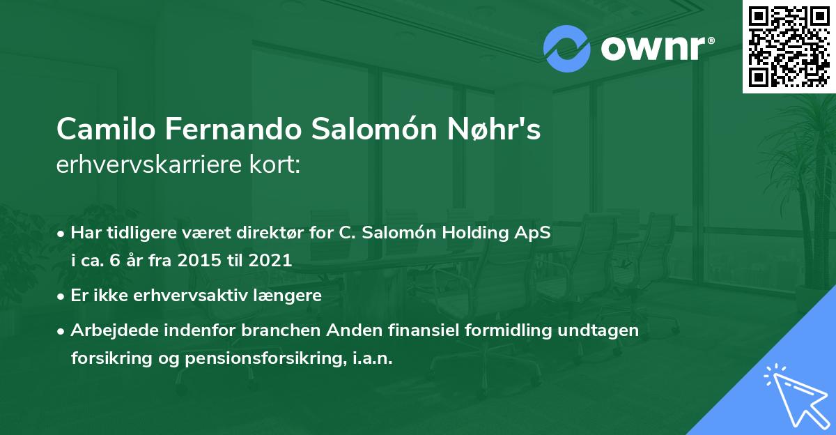 Camilo Fernando Salomón Nøhr's erhvervskarriere kort