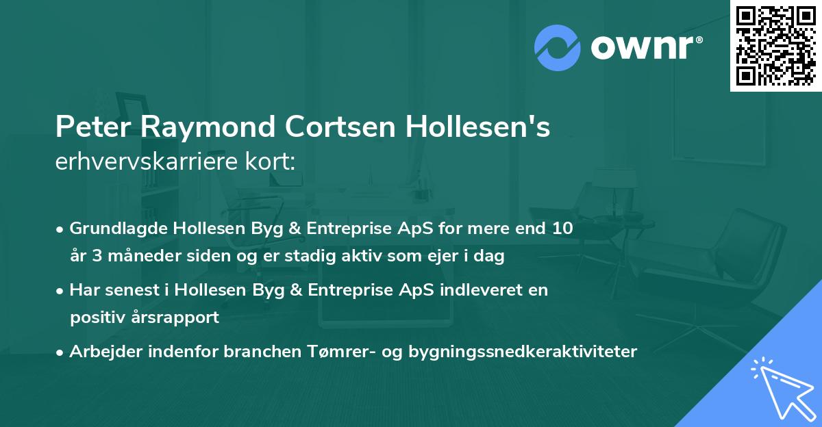 Peter Raymond Cortsen Hollesen's erhvervskarriere kort