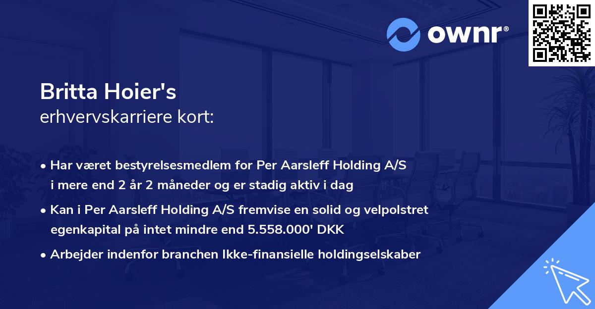 Britta Hoier's erhvervskarriere kort