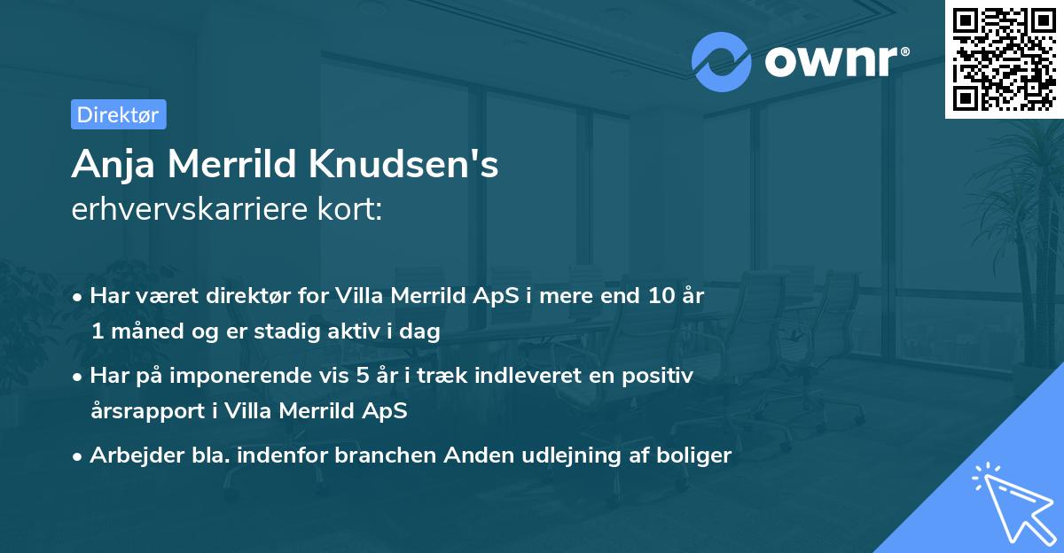 Anja Merrild Knudsen's erhvervskarriere kort