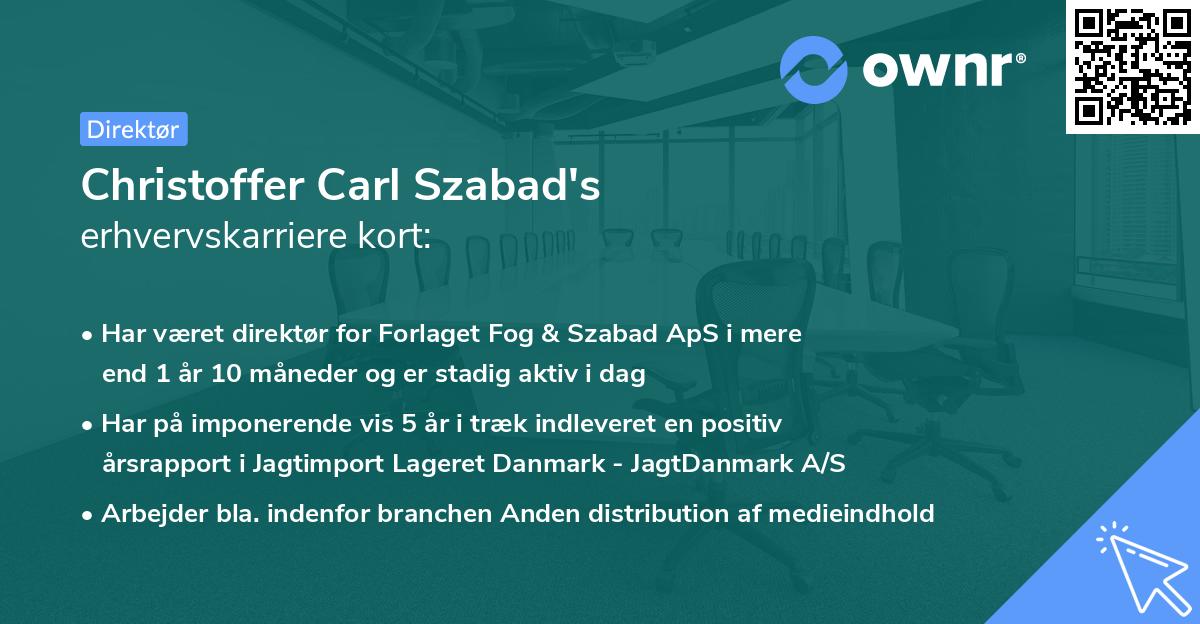 Christoffer Carl Szabad's erhvervskarriere kort