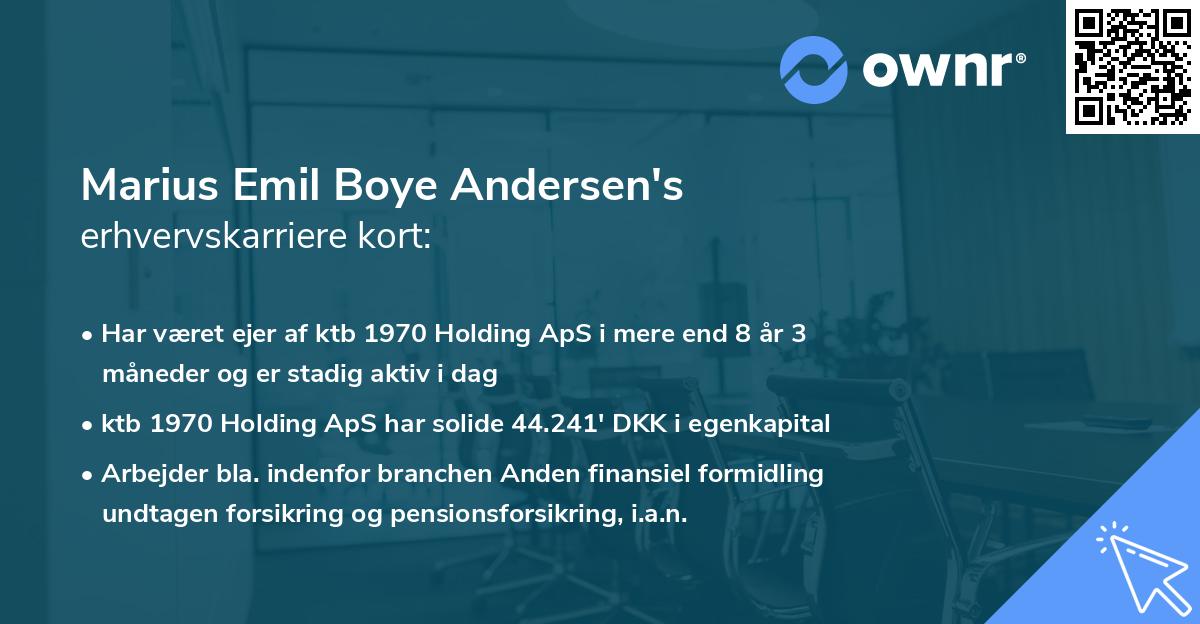 Marius Emil Boye Andersen's erhvervskarriere kort