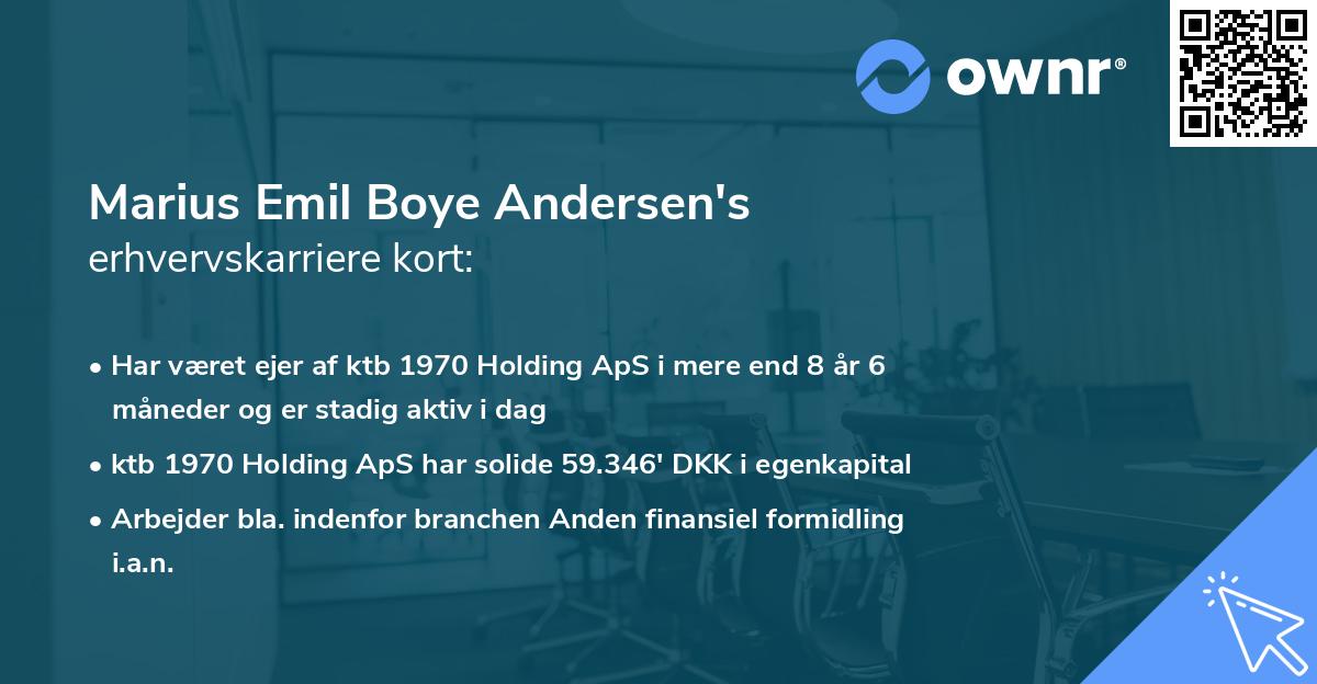 Marius Emil Boye Andersen's erhvervskarriere kort