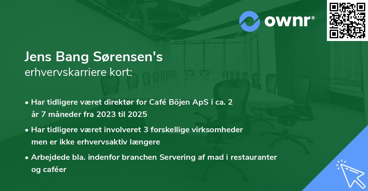 Jens Bang Sørensen's erhvervskarriere kort