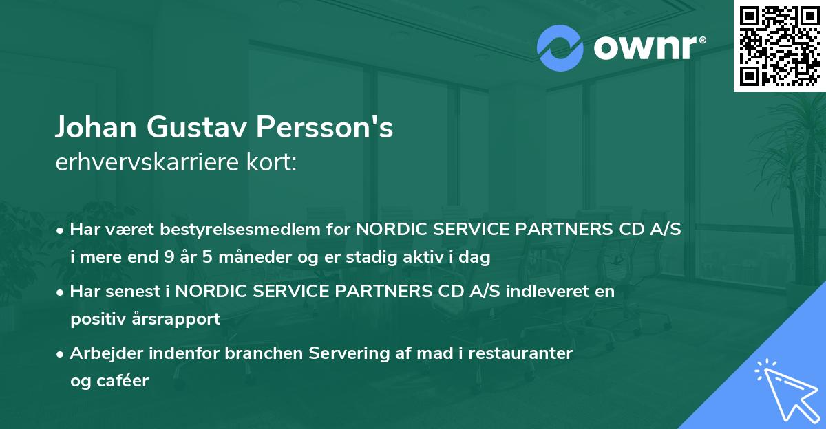 Johan Gustav Persson's erhvervskarriere kort